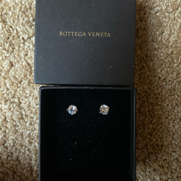 Bottega Veneta Clear Crystal Round Stud Earrings